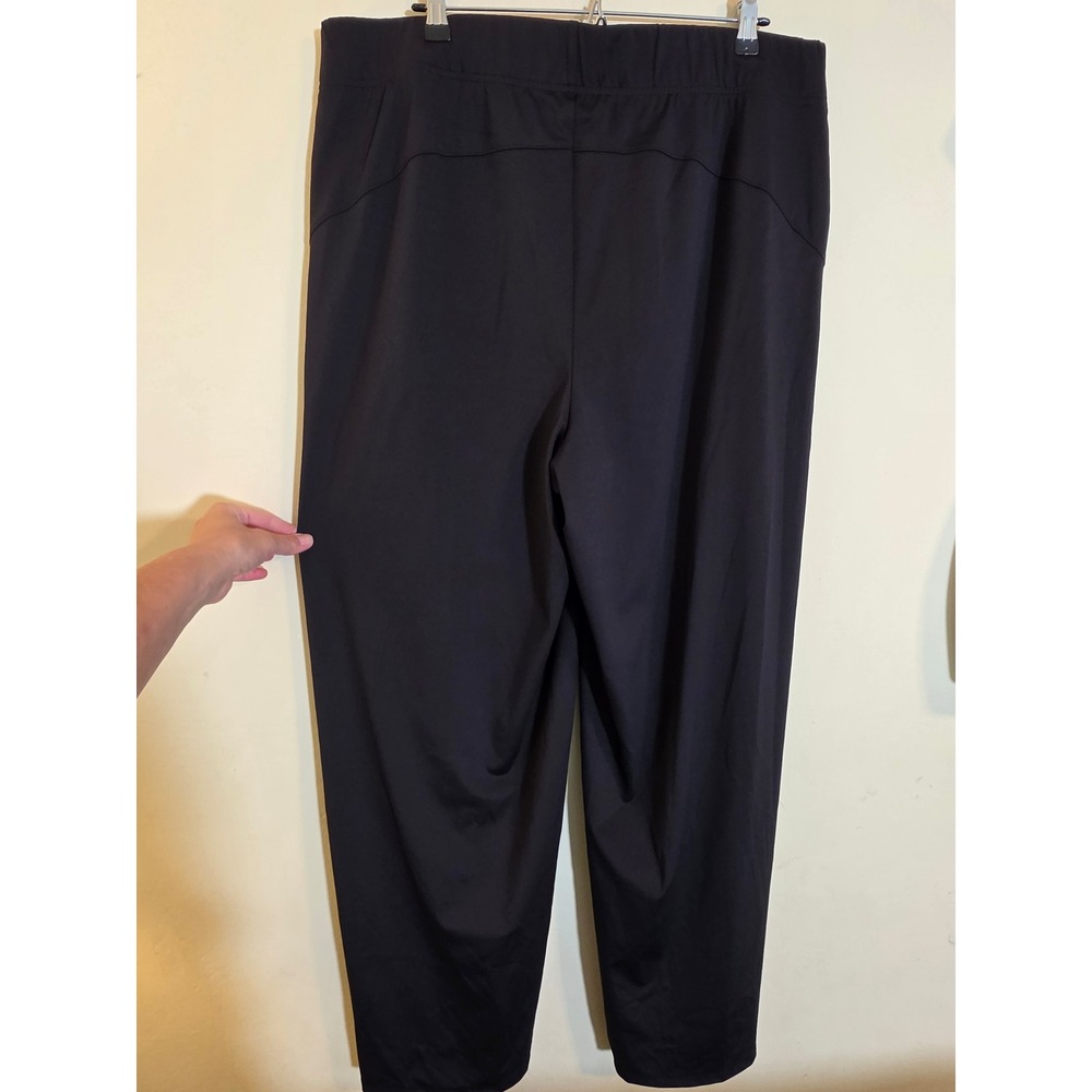 Coldwater Creek Black Knit Wide Leg Pull On Pants Cotton Stretch Casual XL